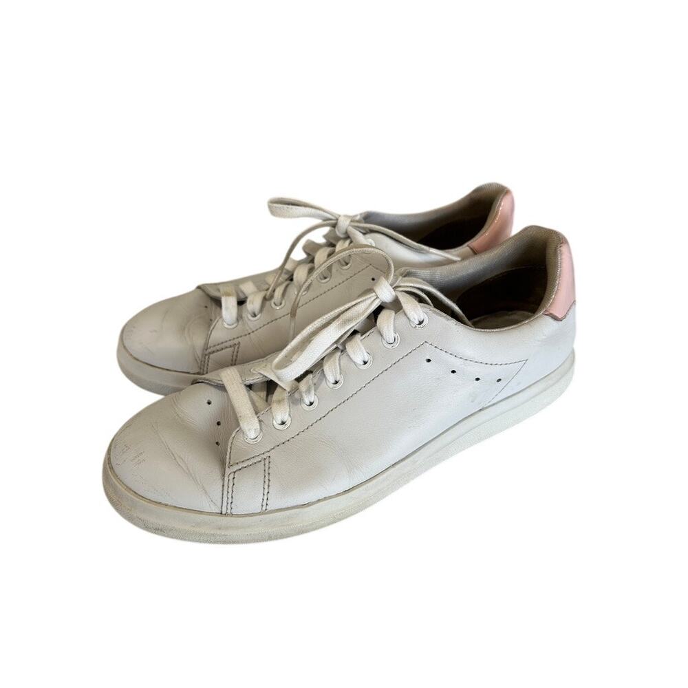 Tory Burch Howell Court White Pink Leather Lace Up Sneakers Women's Size 8